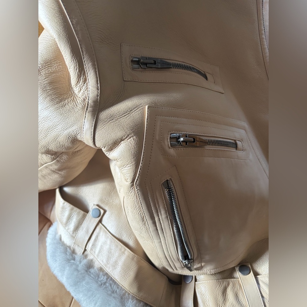 NWT **The Arrivals** Moya Tan Shearling/Leather Jacket - Picture 15 of 16